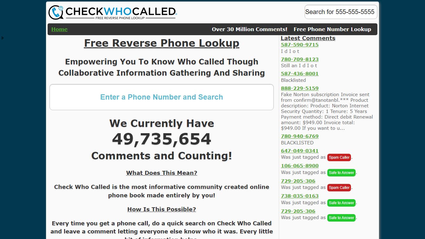 Reverse Phone Lookup - Search Over 2 Billion Phone Numbers